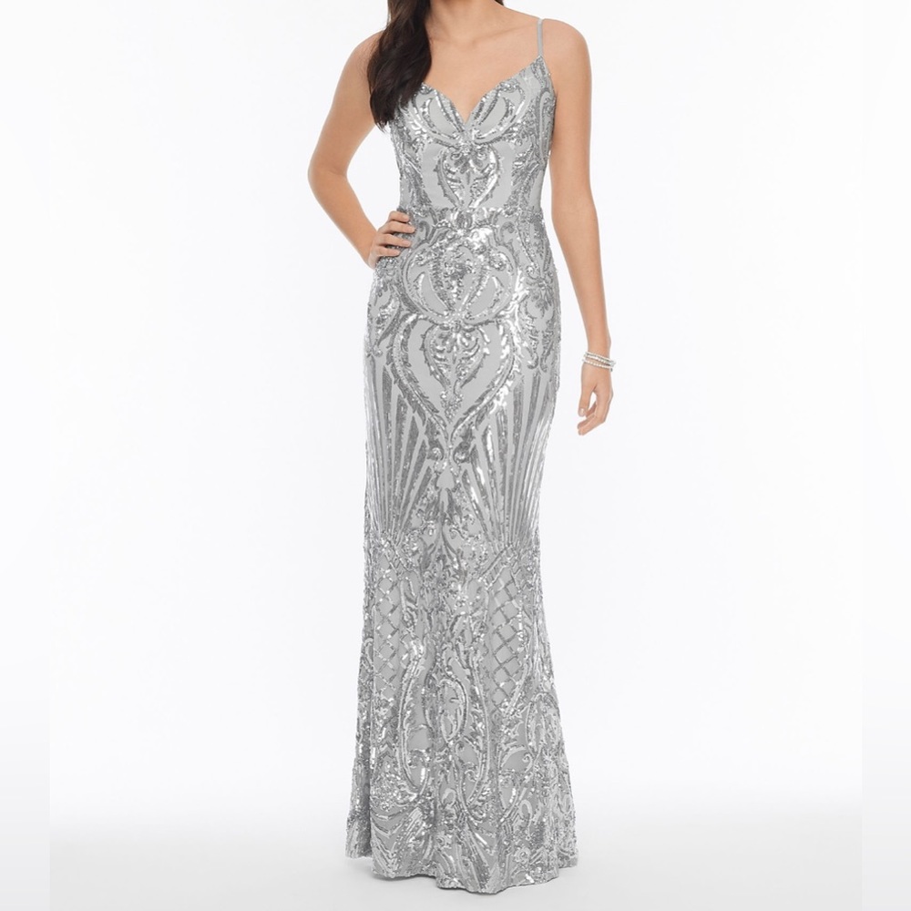 Sleeveless Sequin Scroll Bodycon Dress